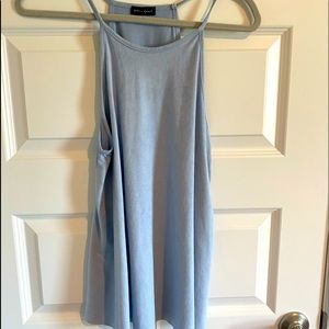 Stripy powder blue top suede